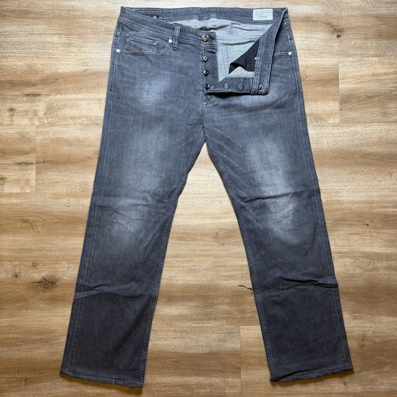 Diesel Jeans Men 34x30 Charcoal Gray Viker Straight Leg Stretch Made USA U0823